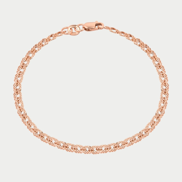 Браслет из красного золота, плетение «Ромб тройной»